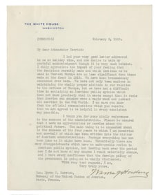 Warren Harding as Pres. TLS on Post-World War Fallout to "prevent all conflict in the Old World"