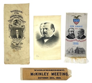 Campaign Ribbons - Harrison, Cleveland, McKinley…and a BBQ by Henry Clay!