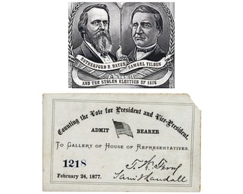 R.B. Hayes - Tilden "Stolen Election" Ticket, A Rarity!