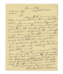 Andrew Jackson As Pres. ALS Re: Soldier Accused of Failing to Defend or Save Wounded Men From