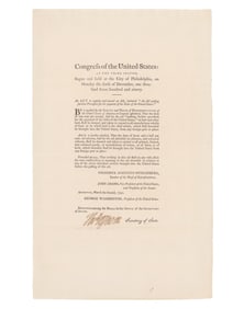 Thomas Jefferson Signed Printed Act Addressing National Debt