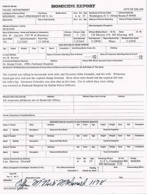 John F. Kennedy Homicide Report Copy, Signed by Oswald's Arresting Officer Nick McDonald