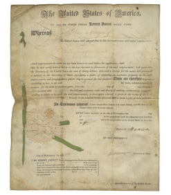 James Madison Signed 1815 Patent for "Drawing and Curing Cancer"