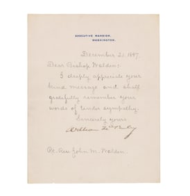 William McKinley as Pres. Thanks Bishop Walden for Sympathies Following Mother's Death