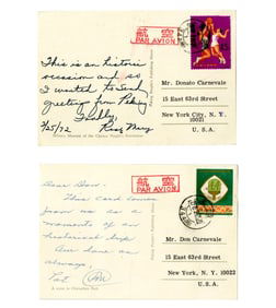 Richard Nixon Signed Postcard from Important 1972 Visit to China, Also Signed by Pat Nixon and Rose