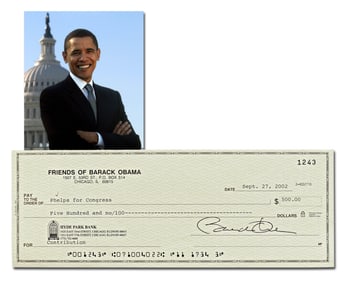 Barack Obama Signed Check to "Phelps for Congress", Not Cashed!