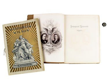 1901 Inaugural Souvenir Book with 1917 Woodrow Wilson Inaugural Program & Pin
