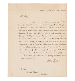 John Tyler ALS As Pres. Re: Paris, a "land of strangers"