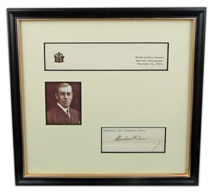 Woodrow Wilson Signature Clip As NJ Governor, Handsome Display