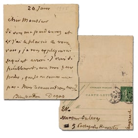 Edgar Degas ALS To Henri Charles Oulevay