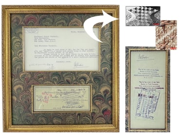 M.C. Escher Letter Re: Famous Prints "Day and Night" and "Depth", with Signed Check, Incredibly