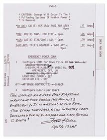 Fred Haise Signed Apollo 13 Emergency Flight Notes