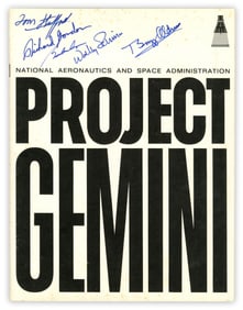 Project Gemini Official NASA Magazine Signed by (5) Apollo Astronauts: Aldrin, Gordon, Schirra,
