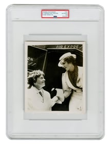 Amelia Earhart Welcomes Mary Pickford to National Air Races, PSA Type I Press Photo