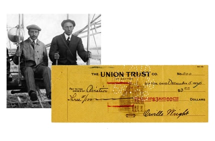 Orville Wright Signed 1930 Check for "Aviation"!