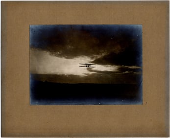 Wilbur Wright in Flight, An Incredible Silver Gelatin Photograph Taken at Camp d'Auvours Days After