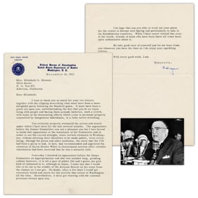J. Edgar Hoover TLS Re: Jenner Committee Investigating Suspected Spy Harry Dexter White