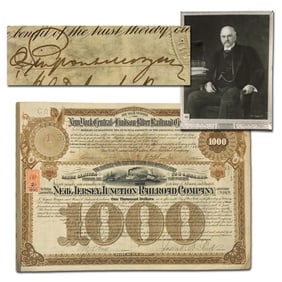 J.P. Morgan Signed 1886 New Jersey Junction RR 100 Year Bond