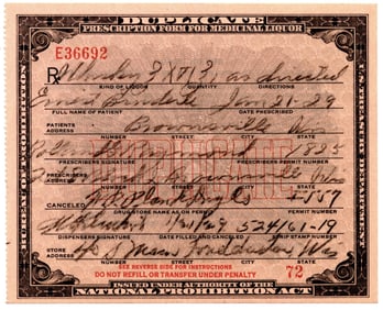 Prohibition: Whiskey Prescription for Medical Liquor