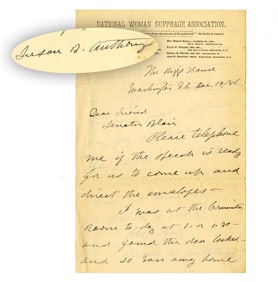 Susan B. Anthony ALS Speech for Women's Suffrage Requested