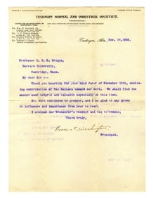 Booker T. Washington TLS to Harvard Professor: "Our work… grows in influence and importance