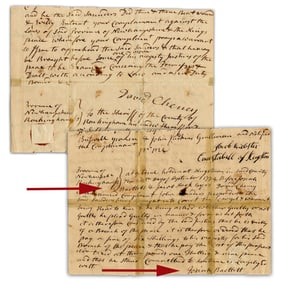 Josiah Bartlett 2x Signed ADS Re: "Evilly Entreat[ing] … against the Laws of said Province of