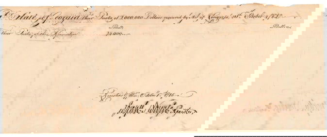 Georgia Pays Its Share of Revolutionary War Expenses In Accordance With Congressional Act of 1782