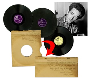 Woody Guthrie Signed Record Sleeve Gifted to Children's Babysitter, Remarks on Daughter Cathy &