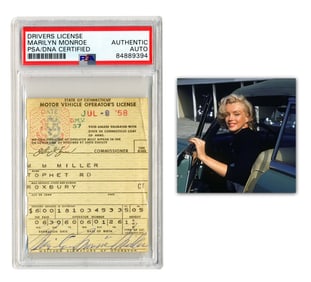 Marilyn Monroe PSA Certified CT Driver's License Signed "Marilyn Monroe Miller"