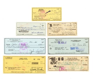 Seven Signed Checks from Musicians & Songwriters: Van Halen, Vinton, Wilson, & More