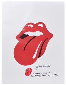 The Rolling Stones' Logo Creator John Pasche Signed "Tongue and Lips" Original Art
