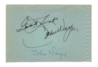 John Wayne Boldly Signed Autograph Page, PSA Authenticated