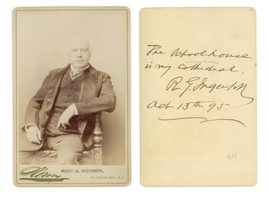 Robert Ingersoll Splendid Signed Cabinet Card, with Quote