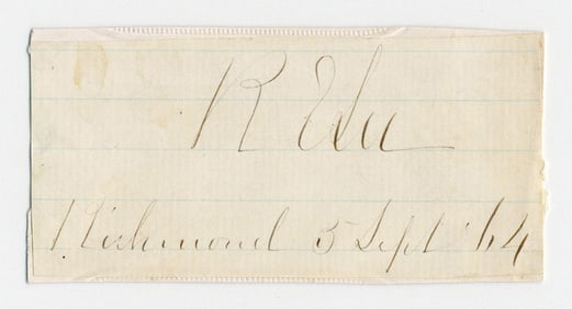 Civil War-Dated Robert E. Lee Signature 3 Days After Lee Urged Davis To Consider Allowing Blacks In