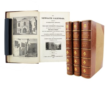 3 Vols. of "THE NEWGATE CALENDAR" or "The Malefactors' Bloody Register", Filled with 18th & 19th C.