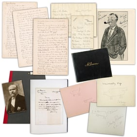 Churchill With Sketch, D. L. George, Clemenceau, Baldwin, Poincaré & Other British & French