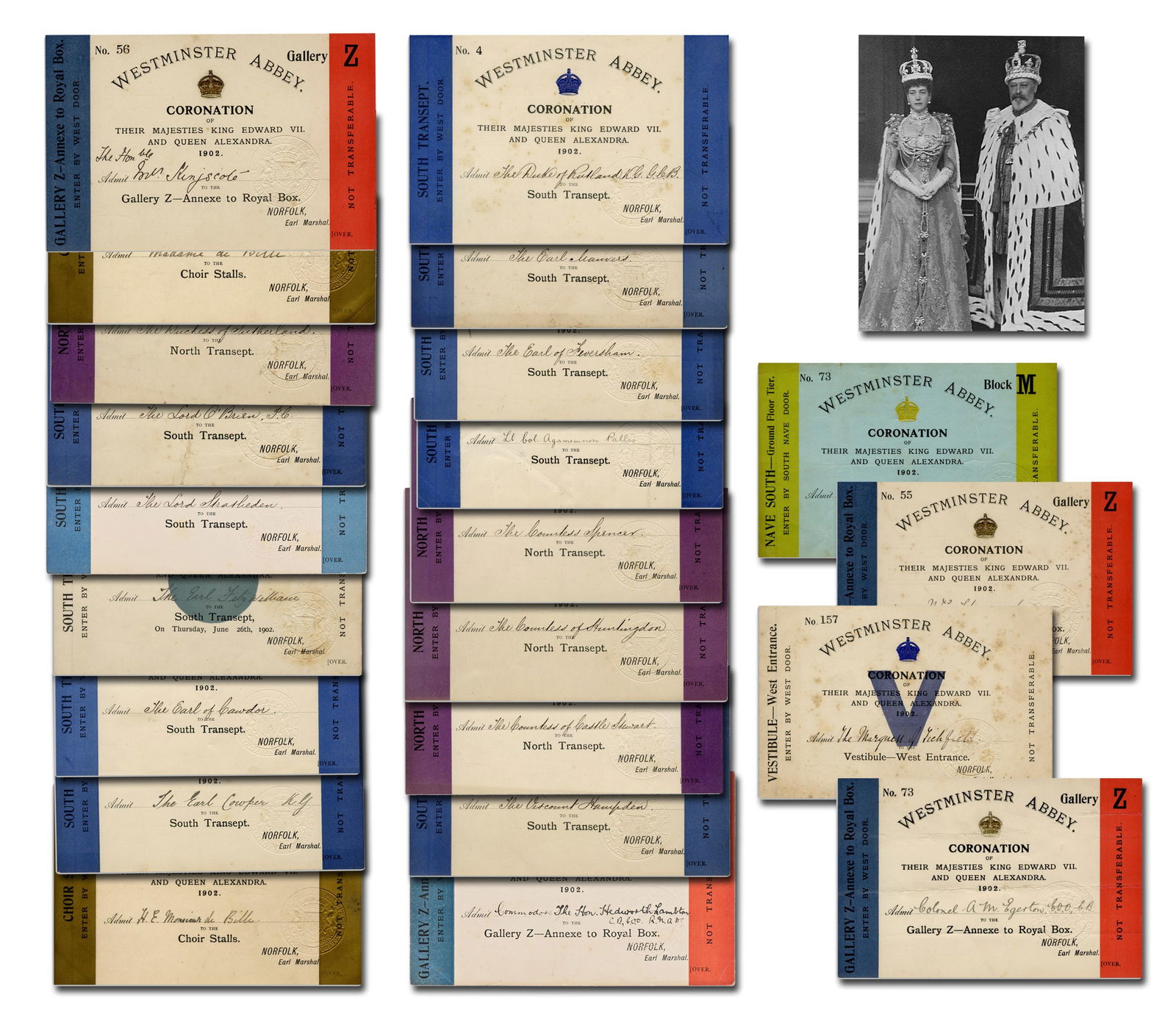 Edward VII & Alexandra 1902 Coronation Archive 22 Tickets (1 of 20)