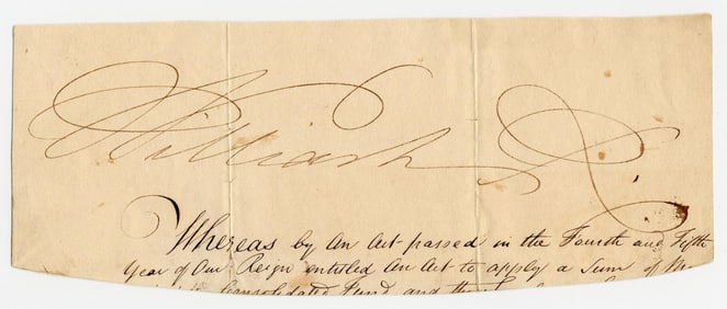 William IV Huge & Bold Signature, 8.5" Long!