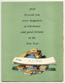 T.S. Eliot Signed 1949 Christmas Card Featuring Barnett Freedman Lithographs, With PSA/DNA LOA
