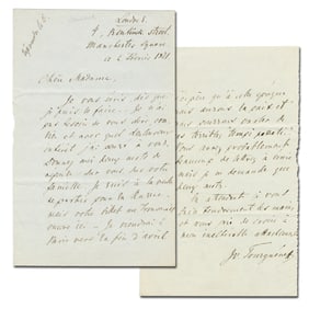 Ivan Turgenev ALS To Valentine Delessert, "trust in my unwavering affection"