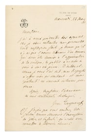 Ivan Turgenev ALS Declining a Biography: "my 'portrait' would be of no interest to anyone"