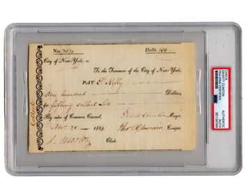 Dewitt Clinton Develops NY Infrastructure in this Signed Check for "Filling Collect Lots" PSA