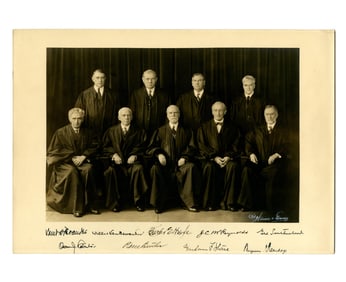 Charles E. Hughes Court Photo Signed by Nine Justices, ca. 1933