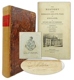 Daniel Webster Signed & Personally Owned "History of the Rebellion & Civil Wars in England"