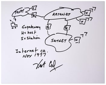 Vint Cerf "Father of the Internet" Signed Sketch