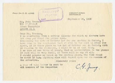 Carl Jung TLS Re: "Man and His Symbols": "my contribution to the planned work will be very small, if