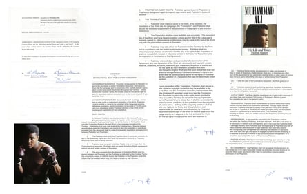 Muhammad Ali Multi-Signed Contract Japanese Edition of "Life and Times" - Rare!