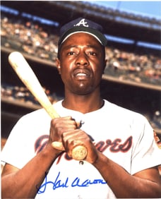 Gorgeous Hank Aaron Signed Photo with "10" Quality Signature!