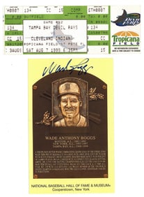 Wade Boggs Ticket to his 3,000th Hit Game, With Signed HOF Card