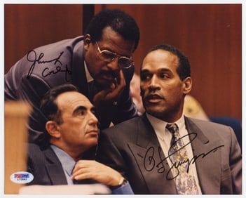 O.J. Simpson & Johnnie Cochran Signed Murder Trial Photo, With PSA/DNA LOA & Simpson's Agent's